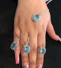 Colgante de cristal plateado de Ley 925 para mujer, collar, pendientes, conjunto de joyería nupcial, joyería 2021