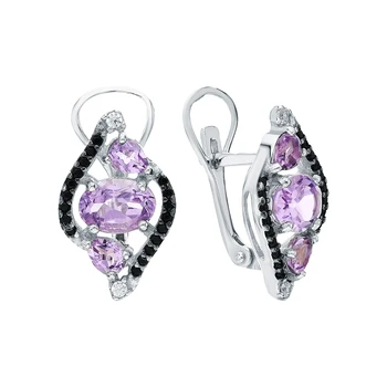 

Silver earrings with amethyst and cubic zirconia sunlight sample 925