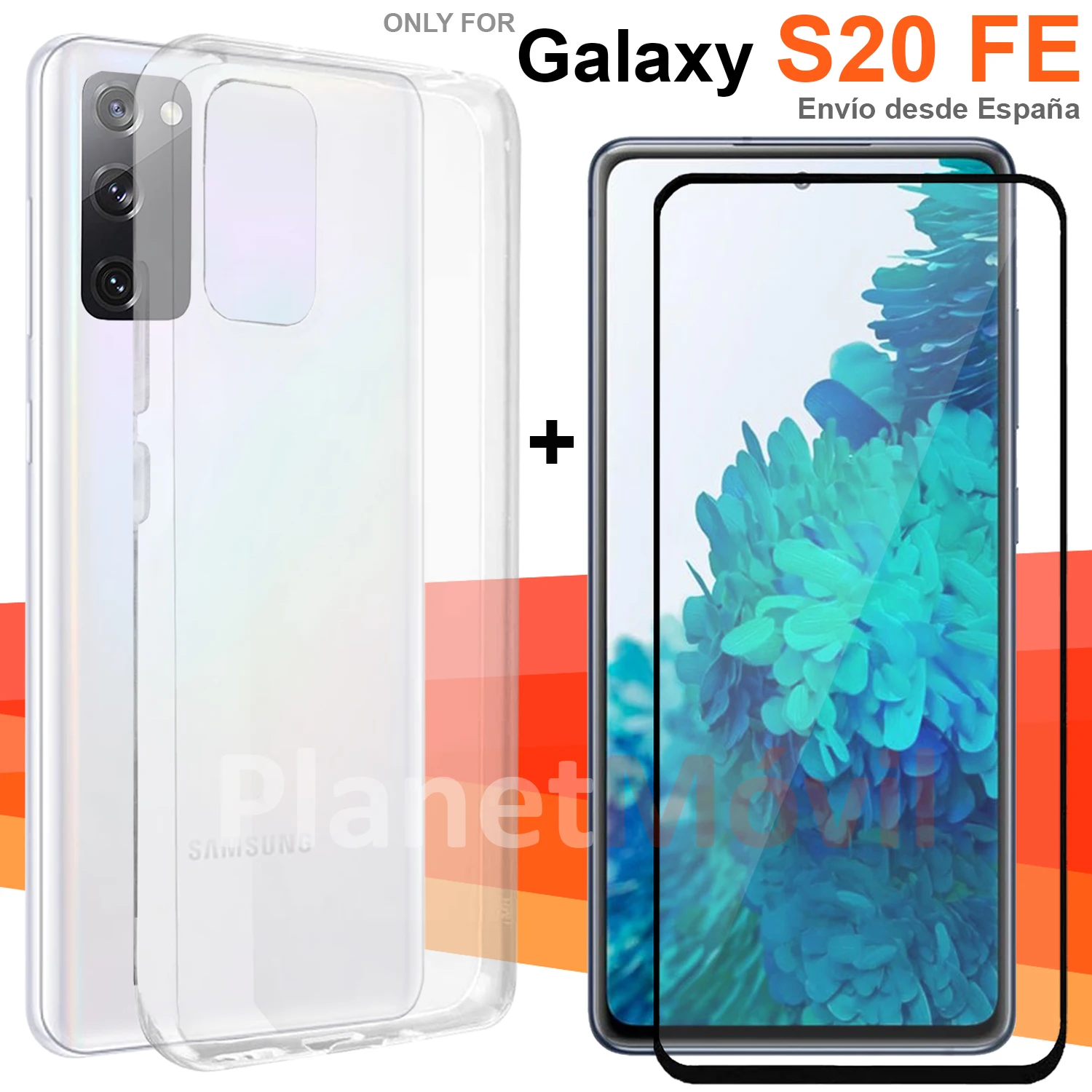 Совместим с Samsung Galaxy S20 FE прозрачный чехол + Полное стекло протектор экрана 3d