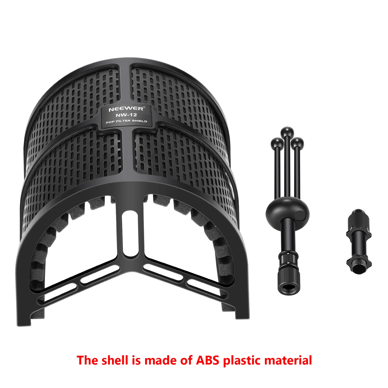 Neewer Tabletop Compact Microphone Isolation Shield+Tripod Stand Mic Sound Absorbing Foam for Studio Sound Recording Podcasts