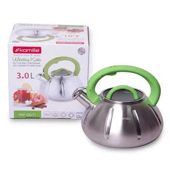 

Kettle 3L Stainless Steel with whistle and glass lid Kamille,