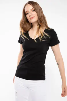 

DeFacto Women V-Neck Solid Slim T-shirt Fashion Lady Simple Casual T-shirt Women Pure Harajuku T-shirt-I1080AZ18SP-I1080AZ18SP
