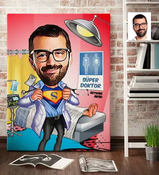 

Personalized Mr Doctor Caricature Of Canvas table (70x100 cm.) 2