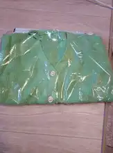 Meiangyoung-cárdigan de manga linterna con cuello en V para mujer, suéter básico de punto de gran tamaño, Cárdigan para Otoño e Invierno