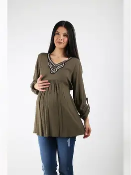 

8178-Hamile Collar Beading Cotton Blouse