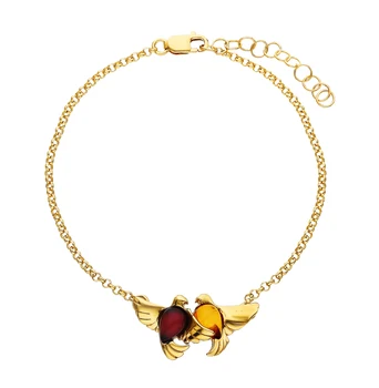 

Silver Bracelet with amber sunlight sample 925