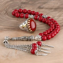 Aqeeq Vintage Style 925 Sterling Silver Rings and Tasbih for Men Jewelry Set