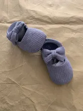 Zapatos de punto con lazo para bebé, calzado de algodón para recién nacido, primeros pasos, suela suave antideslizante, para primavera y otoño