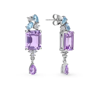 

Silver earrings with amethyst, topaz and cubic zirconia sunlight sample 925