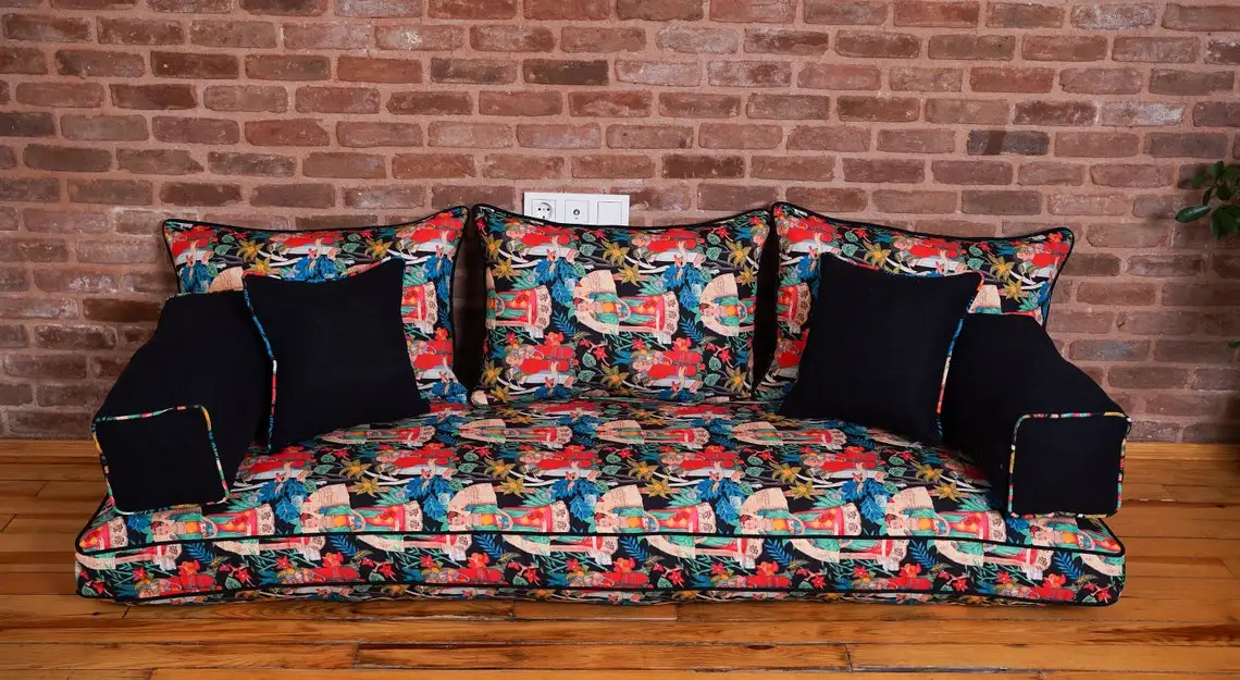 RoyalFamily Design Pouff Sofa Set Seating Floor French Mattress Cushions Bench Cu |