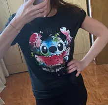 Playera con puntadas de Disney para mujer, camiseta de dibujos animados, camiseta blanca a la moda para hombre y mujer, gran oferta