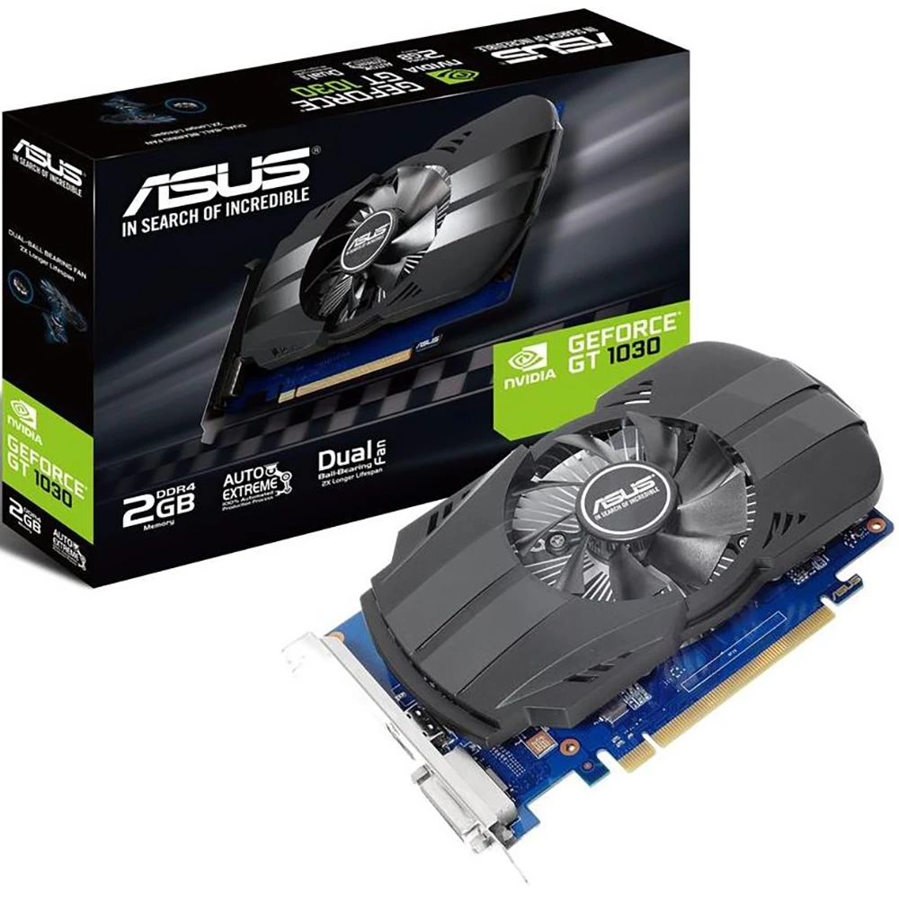 Видеокарта ASUS nVidia GeForce GT 1030 1531MHz 2048MB 6008MHz 64 bit RTL [PH GT1030 O2G]|Графические карты| |