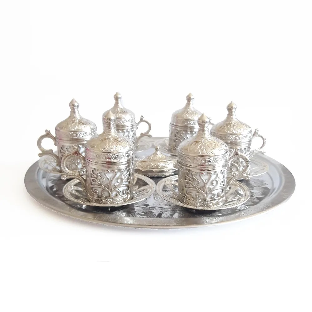 1-Set of 6 Copper Ottoman Turkish Coffee Cups Set Turkish Coffee Gift Made in Turkey Arabic Coffee Set Tea Cups Set Espresso Turkish Coffee Set