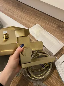Матовый золотой смеситель для ванной комнаты | AliExpress