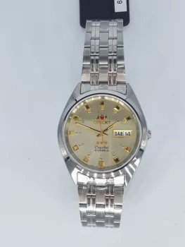 

Men's automatic watch Orient Tristar FAB00009C belt steel automatic men's watch beige dial steel bracelet