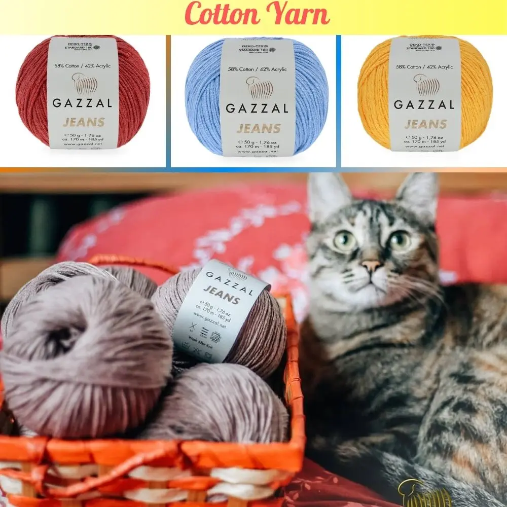 Filato Per Maglieria A Mano Gazzal Jeans Gomitoli, 50 Grammi 170 Metri, Acrilico, Uncinetto, Vestiti, Sport, Cardigan, Grosso, Camicetta, Matasse, Qua