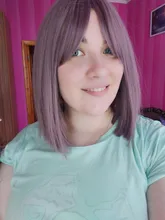 Is a wig-peluca corta recta negra con flequillo cabello sintético Bob pelucas para mujer rosa rojo morado marrón Cosplay pelo para fiesta diario