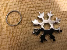 Llave de copos de nieve multifuncional, herramienta portátil para exteriores, forma octogonal, 18 en 1, llave multifuncional con anillo