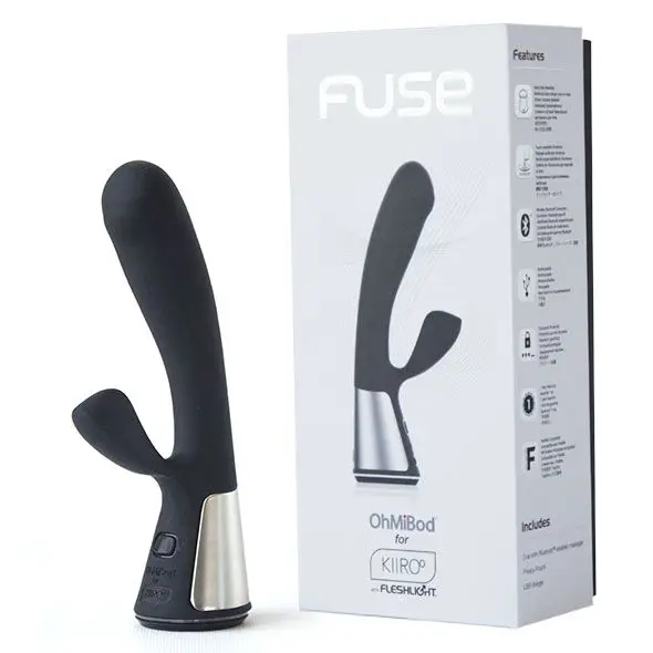 Чёрный интерактивный вибратор Kiiroo Ohmibod Fuse- 18 см