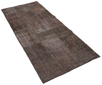 

92x216 Cm Brown Handmade Patchwork Runner Rug-3x7 Ft