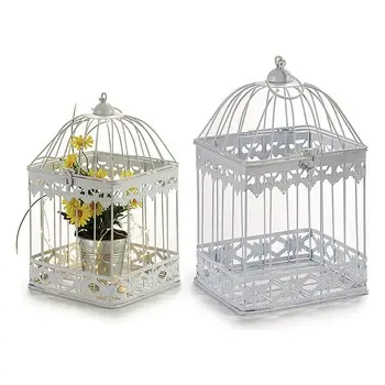 

Cage White Metal Ironwork White (18 x 29,5 x 18 cm)