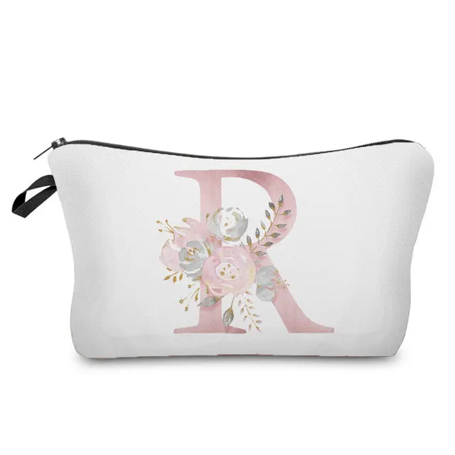Flowers Alphabet Printed Cosmetic Bags  Bridal Party Make Up Bags Pouch Necessaries Lady Tote Bride Bridesmaid Proposal Gift hz2414