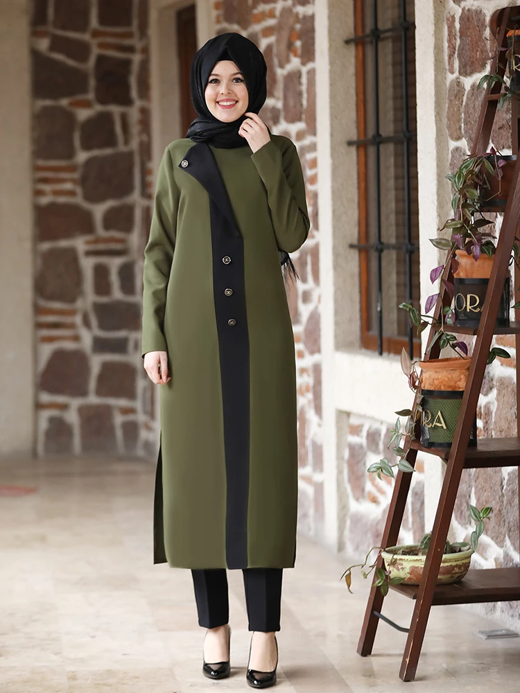 Traje musulmán para mujer, Túnica, pantalones, combinación, tela de calidad, nueva temporada, hecha en Turquía con hendidura y botón, detalle