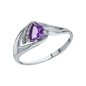 

Silver ring with amethyst and cubic zirconia sunlight sample 925