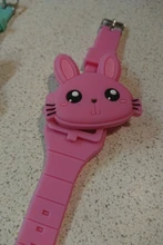 Reloj electrónico LED con correa de silicona para niños, funda con tapa de conejo de dibujos animados, regalo bonito TT @ 88, 1 Uds.