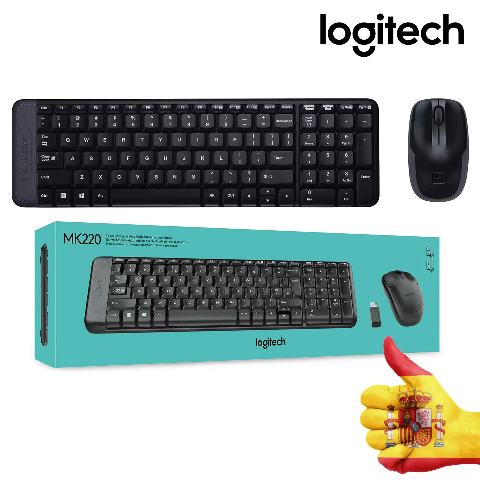 Logitech Mk220 Combo Wireless Keyboard And Mouse For Windows, 2,4 Ghz