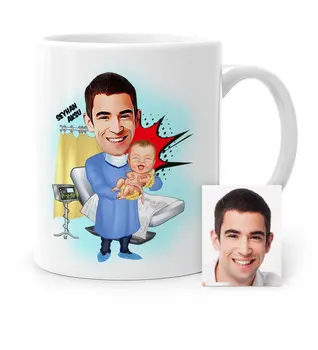 

Personalized Mr Midwife Obstetrician Cartoon White Mug Cup-1