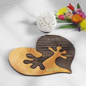 

Personalized hand in Hand Heart Wood Coaster-1 (4 PCs)