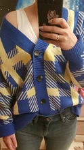 Sweaters Cardigans Checkered Plaid Colorfaith Korean Fashionable Women's Knitwears Buttons