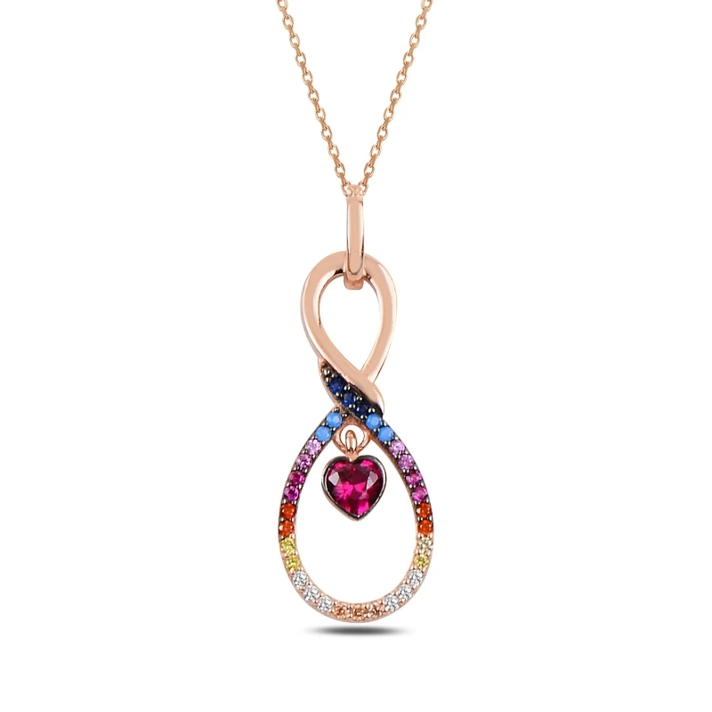 

Armagano Colorful Zircon Cubic Zirconia Infinity & Heart Pendant
