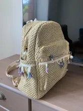 Straw-Backpack Beach-Bags Women Shoulder-Bag Large-Capacity Girl Fashion Tassel for Travel