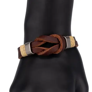 

Leather bracelet (genuine leather, lock-connector, Brown) 52265