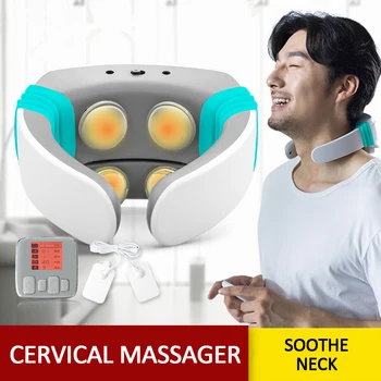 

Smart Electric Neck Massager Pain Relief Vibration Magnetic Pulse Remote Control Far Infrared Heating Therapy Pain Relief Tool
