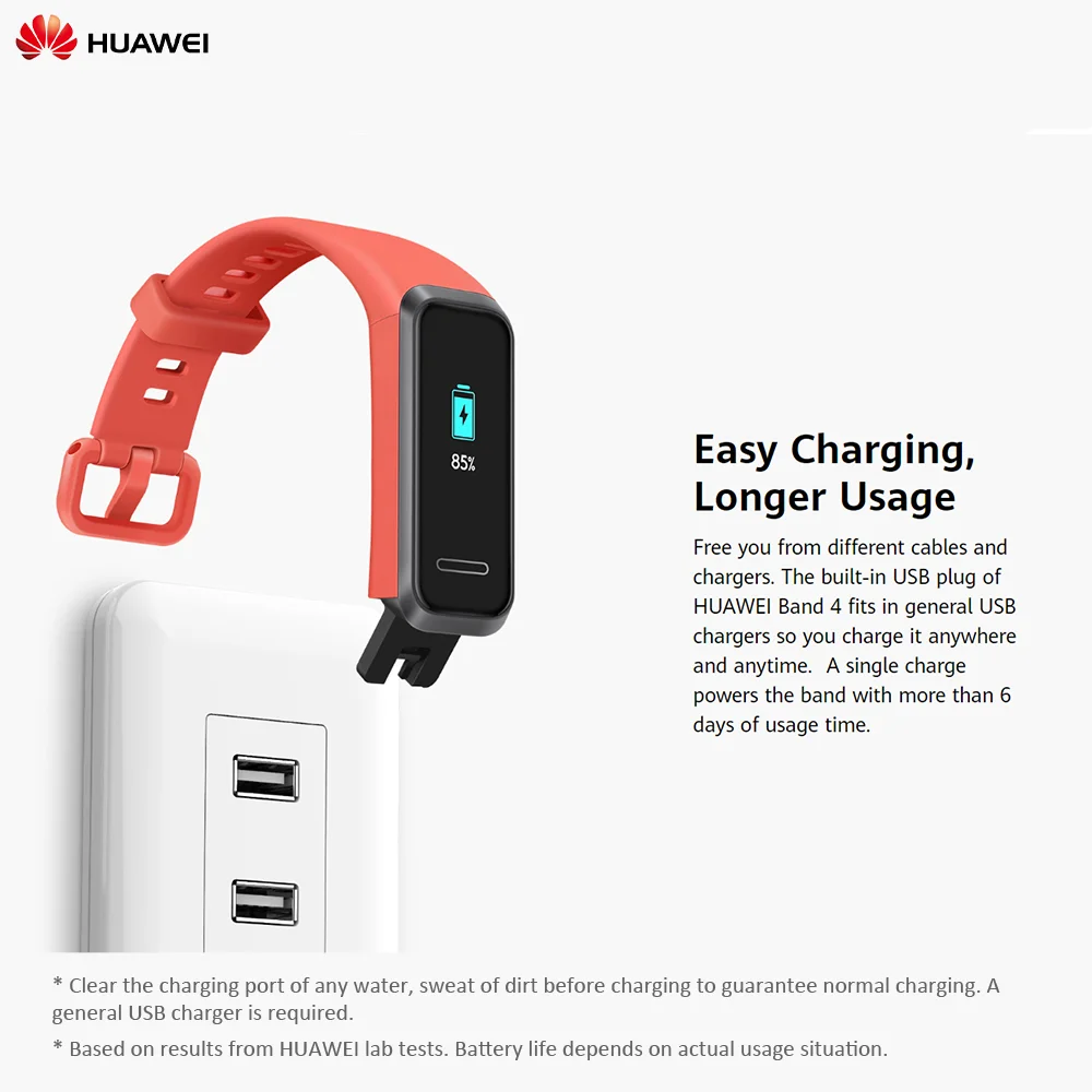 HUAWEI Band 4 Цвета экран водонепроницаемый смарт-Браслет фитнес-браслет монитор сердечного ритма Смарт-часы для Android/iOS