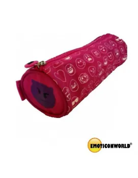 

CASE SHAPED CYLINDRICAL DECORATED WITH EMOTICONS PINK