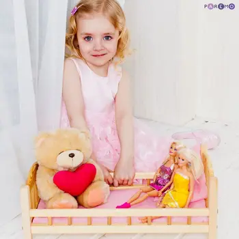 

Furniture Toys PAREMO Classic cot for dolls pink textile for children toys for kids game furniture dolls doll houses furniture for bed for accessories