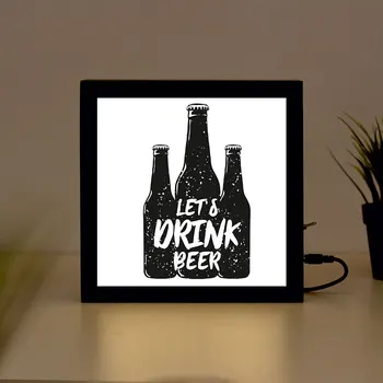 

Lets Drink Beer Handcrafted Wooden Light Box Sign for Home, Restaurant, Coffee Shop Business Signage
