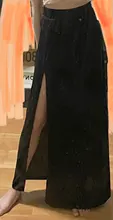 Black Skirt Split-Side Girls Sexy Long High-Waist Straight Cotton Solid New