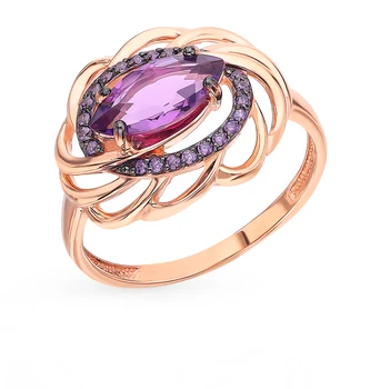 

Gold ring with amethyst and cubic zirconia sunlight sample 585