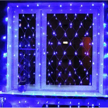 

Led festoon "grid" 1,5x1,5 M, ac220v, cord clear color, 120 blue LED bulbs