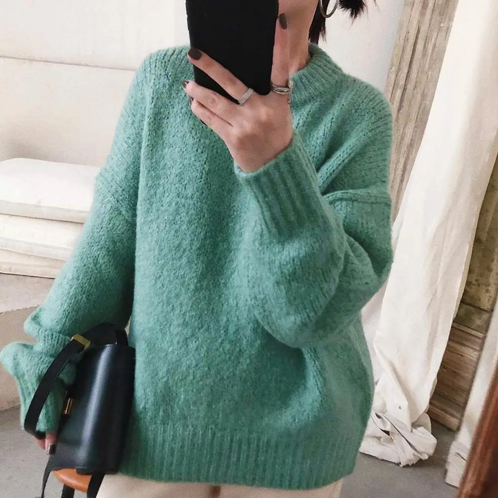 

Obrix Sweet Loose Female Sweater Casual Style Spring Autumn Streetwear Loose O-Neck Full Sleeve Knited Pullover For Women