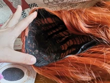 FEELSI-Peluca de cabello sintético para mujer, postizo largo de onda de agua, Color negro y naranja, Rojo puro, fibra de alta temperatura, tamaño medio