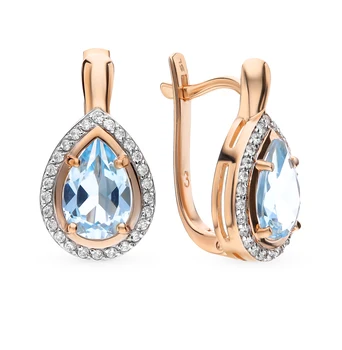 

Gold earrings with Topaz and cubic zirconia sunlight sample 585