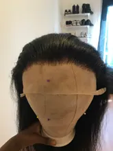 Peluca de malla con división media de 30 pulgadas, cabello humano liso brasileño Remy, prearrancado con pelo de bebé, parte T, 13x1