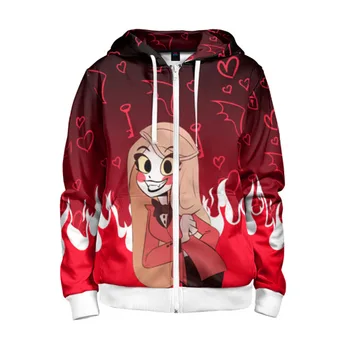 

Children's sweatshirt 3D with a zipper hotel hazbin Charlie