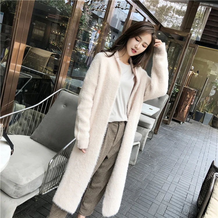 

Obrix Sweet Fluffy Casual Style Female Cardigan V-Neck Full Sleeve Long Soft Streetwear Korean Fashion Cardigan For Women